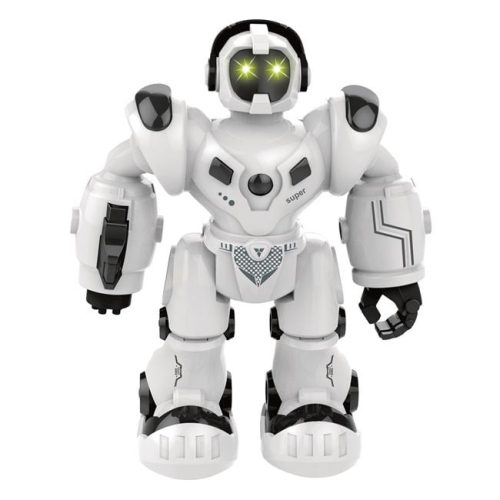 Fekete-fehér interaktív robotjáték fénnyel és zenével, 20 cm