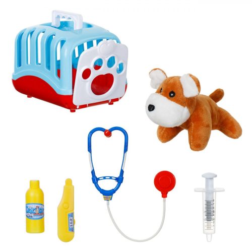 Állatorvosi bőrönd kutyával és 4 kiegészítővel