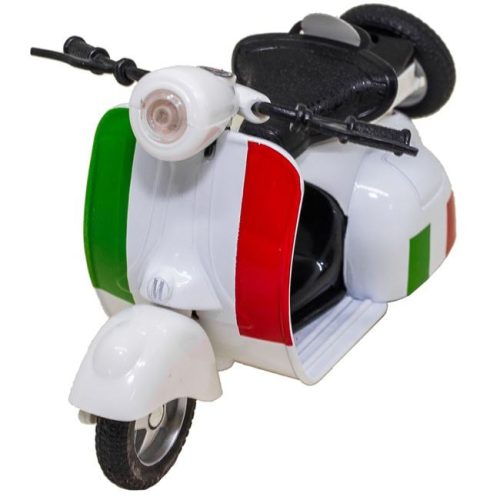 Miniatűr Fehér Vespa Motorkerékpár - Hang és Fény effektekkel, 1:14