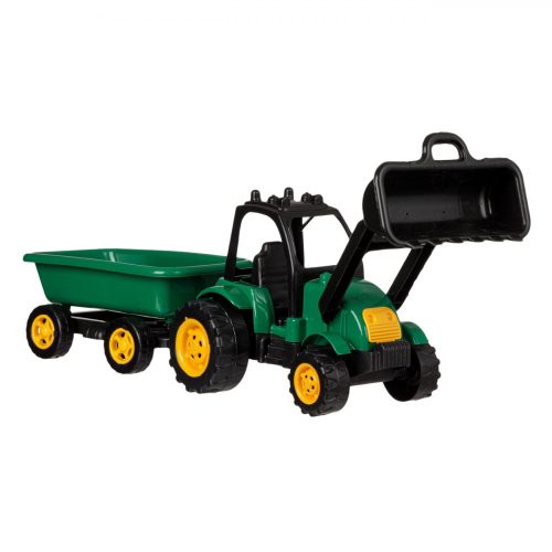 Zöld markológép vontatóval