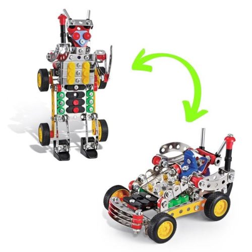 Fém építőjáték készlet - Robot és Jármű - 215 darabos