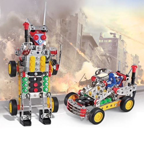 Fém építőjáték készlet - Robot és Jármű - 215 darabos