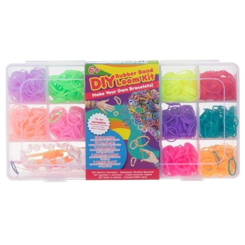 Színes gumikarkötő készítő készlet - Rubber Band Loom Kit, 1000 db-os