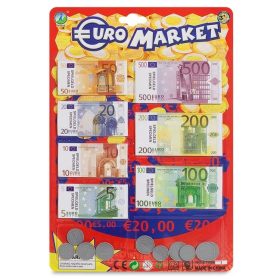  Euró játékpénz készlet bankjegyekkel és érmékkel - 71 darabos