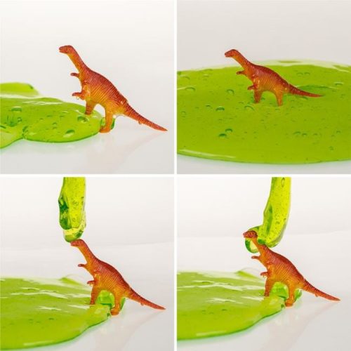 Zöld Crystal Slime Nyúlós Zselé Játék Dinoszaurusz Figurával 250g