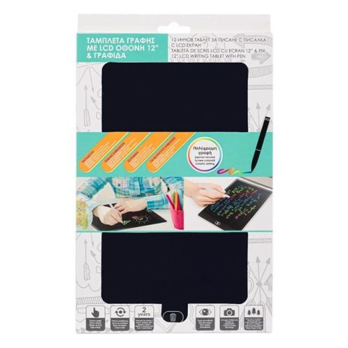 Gyerek LCD rajztábla szivárványos kijelzővel 12" & érintőceruza