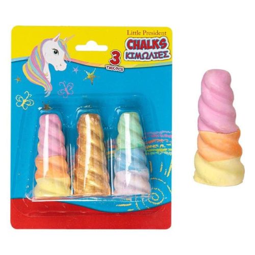Színes Egyszarvú Szarv Kréta - 8.5 cm - 3 db-os szett