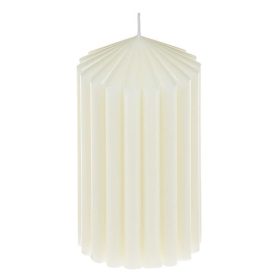Fehér mintás díszgyertya Ø7x13 cm