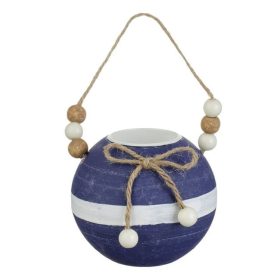   Dekoratív kék fa gyertyatartó fagolyókkal mécseshez, Ø9x8cm