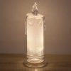 Dekoratív Átlátszó LED Gyertya Frosty Mintával, Meleg Fehér Fény, 6.5x18cm
