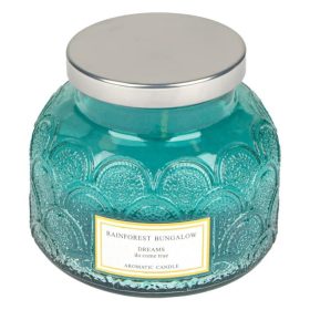   Türkiz Nyári Illatgyertya Kerek Üvegben Ezüst Kupakkal "Dreams do come True" Ø8x9.3cm