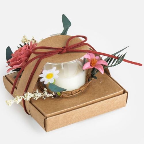 Gyertya szett virágkoszorúval