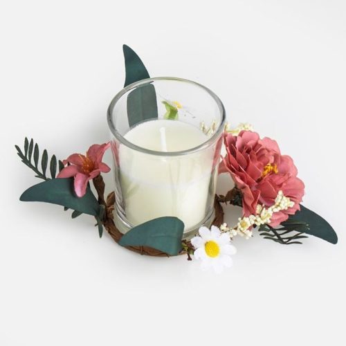 Gyertya szett virágkoszorúval