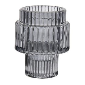 Fekete Üveg Gyertyatartó Dupla Funkcióval Ø6.5x8cm