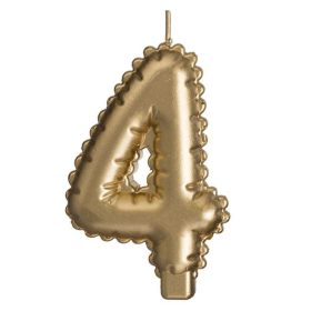 Metálfényű Arany Szülinapi Gyertya - 4-es szám