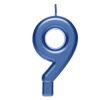 Metálkék Születésnapi Számgyertya - 9-es szám