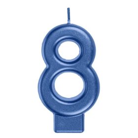 Metálkék Szülinapi Számgyertya - 8-as szám