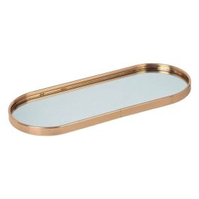   Ovális Tükrös Tálca Arany Peremmel Gyertyákhoz, 30x12,5x1,5 cm
