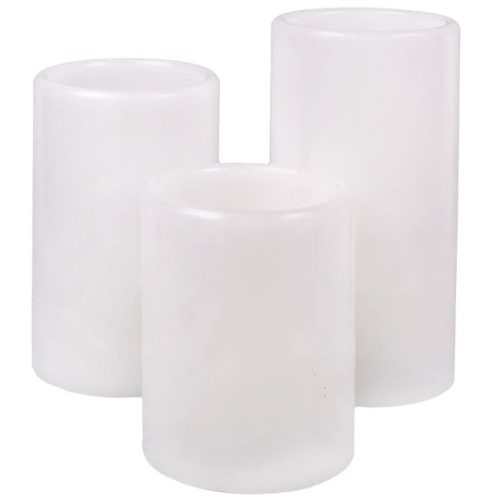 LED gyertya szett távirányítóval, fehér, hullámos peremmel, színes lánggal - 3 db