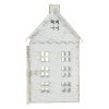 Dekoratív Fém Lámpás - Fehér Házikó Arany Antikolással 9x9x16.2cm