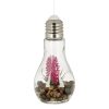 Dekoratív üveg LED lámpa fukszia virággal és kövekkel Ø11x19cm