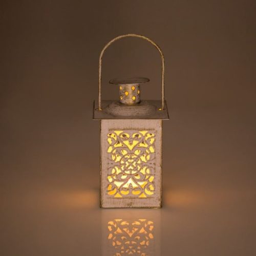 Mini Dekoratív Függeszthető Fém Lámpás - Törtfehér és Arany, 6x12.5 cm