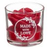 Vörös Rózsa Illatgyertya Fehér Pohárban „Made with Love” Felirattal, Ø8x7 cm
