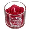 Vörös Rózsa Illatgyertya Fehér Pohárban „Made with Love” Felirattal, Ø8x7 cm