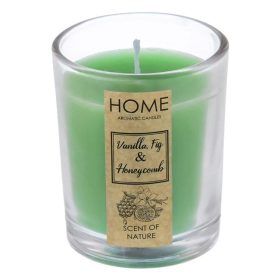   Zöld Illatgyertya Üvegben - Vanília, Füge és Lépesméz Illattal, Ø5x6.5cm