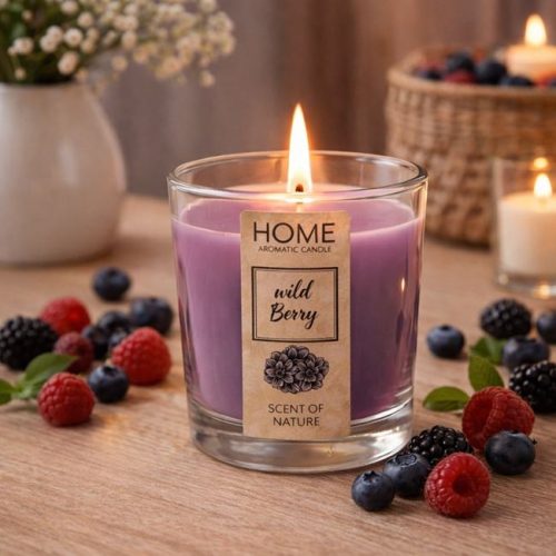 Lila Illatgyertya Erdei Gyümölcs Illattal Üvegpohárban Ø5x6.5cm