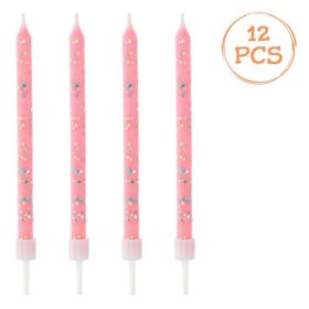   Pasztellrózsaszín Születésnapi Gyertyák Arany Csillámmal 8cm - 12db