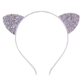 Hajpánt lila rózsaszín fülekkel, kristálykövekkel