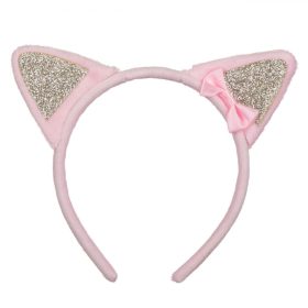 Rózsaszín hajpánt arany csillogó macskafülekkel