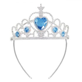 Ezüst színű korona kék kövekkel
