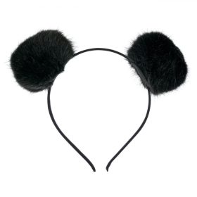 Fekete hajpánt szőrös pom pomokkal