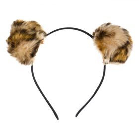 Fekete hajpánt leopárd pom pomokkal