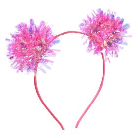 Fukszia hajpánt  pom pomokkal