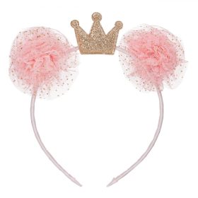 Rózsaszín hajpánt csillogó koronával