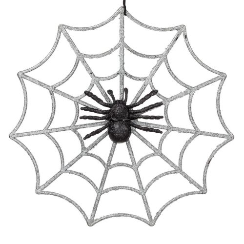 Felakasztható Halloweeni dekoráció - Ezüst Pókháló