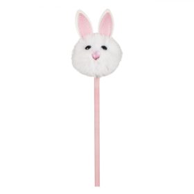   Húsvéti ceruza - Rózsaszín és fehér nyuszi műszőrmével, 24 cm