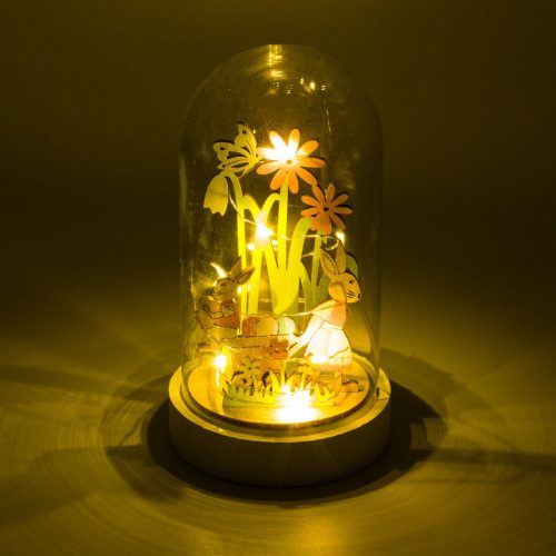 Húsvéti dekoráció - dekoratív üvegkupola 8 leddel