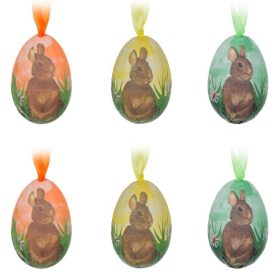   Húsvéti dekorációs tojások nyuszis mintával 6,5cm - 6db