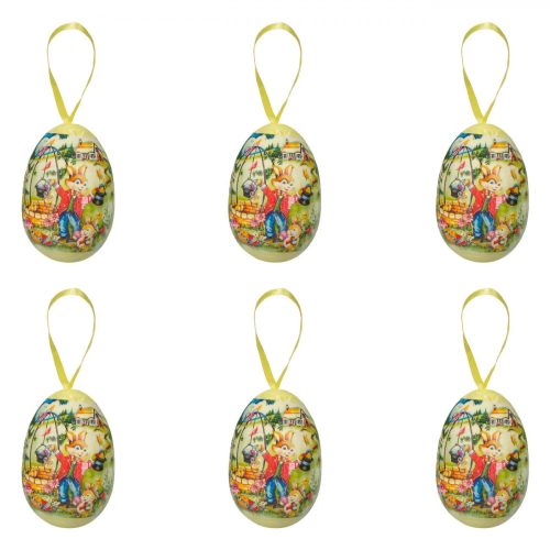 Húsvéti dekoratív tojások - Sárga tojás nyuszikkal 6 db
