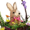 Húsvéti dekoráció - Természetes rost nyuszi kosárban virágokkal