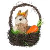Húsvéti dekoráció - Természetes rost nyuszi, füles kosárban 