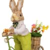 Húsvéti dekorációs nyúl figura kerékpárral, fű hatású, 42 cm