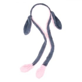 Mozgó nyuszifüles hajpánt - szürke-rózsaszín