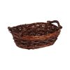 Sötétbarna Ovális Bambusz Dekorkosár Fa Fogantyúkkal 32x21x14cm