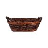 Sötétbarna Ovális Bambusz Dekorkosár Fa Fogantyúkkal 32x21x14cm