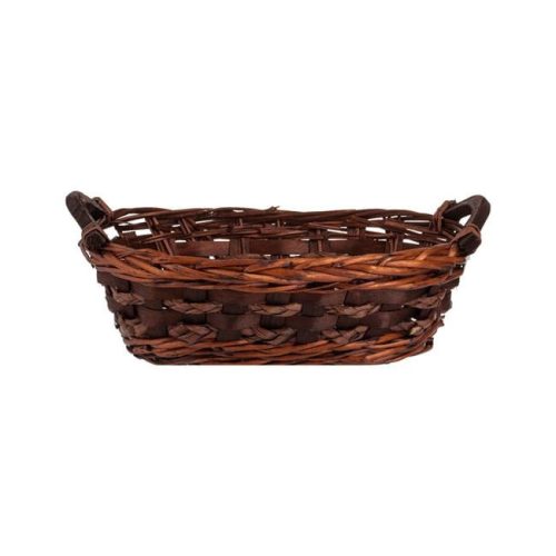 Sötétbarna Ovális Bambusz Dekorkosár Fa Fogantyúkkal 32x21x14cm